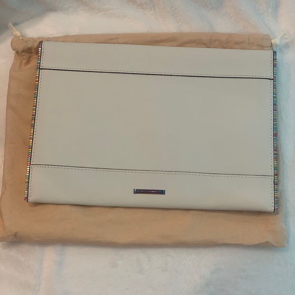 Rebecca Minkoff White Leather with colorful zipper detail Leo Clutch w/Dust Bag! - Picture 11 of 11